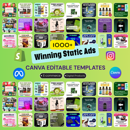 1000+ Winning Static Ads Templates – Proven Canva Creatives That Convert